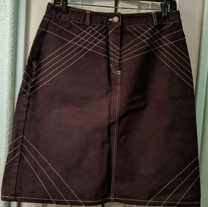 Moda International Y2K Chocolate Brown Skirt Contrast Stitching NWOT